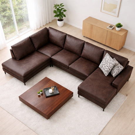 U-Bank Ecksofa Braun Stoff 314x200 cm – Links – Porto