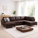 U-Bank Ecksofa Braun Stoff 314x200 cm – Rechts – Porto