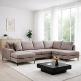U-Bank Ecksofa Grau Stoff 314x200 cm – Rechts – Porto