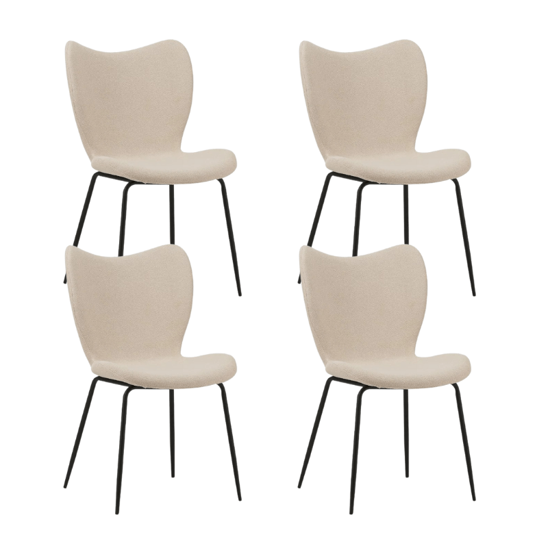 Esszimmerstuhl Beige Bouclé-Stoff Sia - Ohne Armlehnen