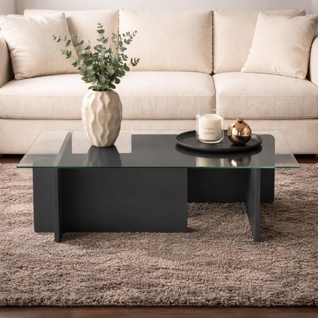 Couchtisch Glas Anthrazit Opal 105x65 cm