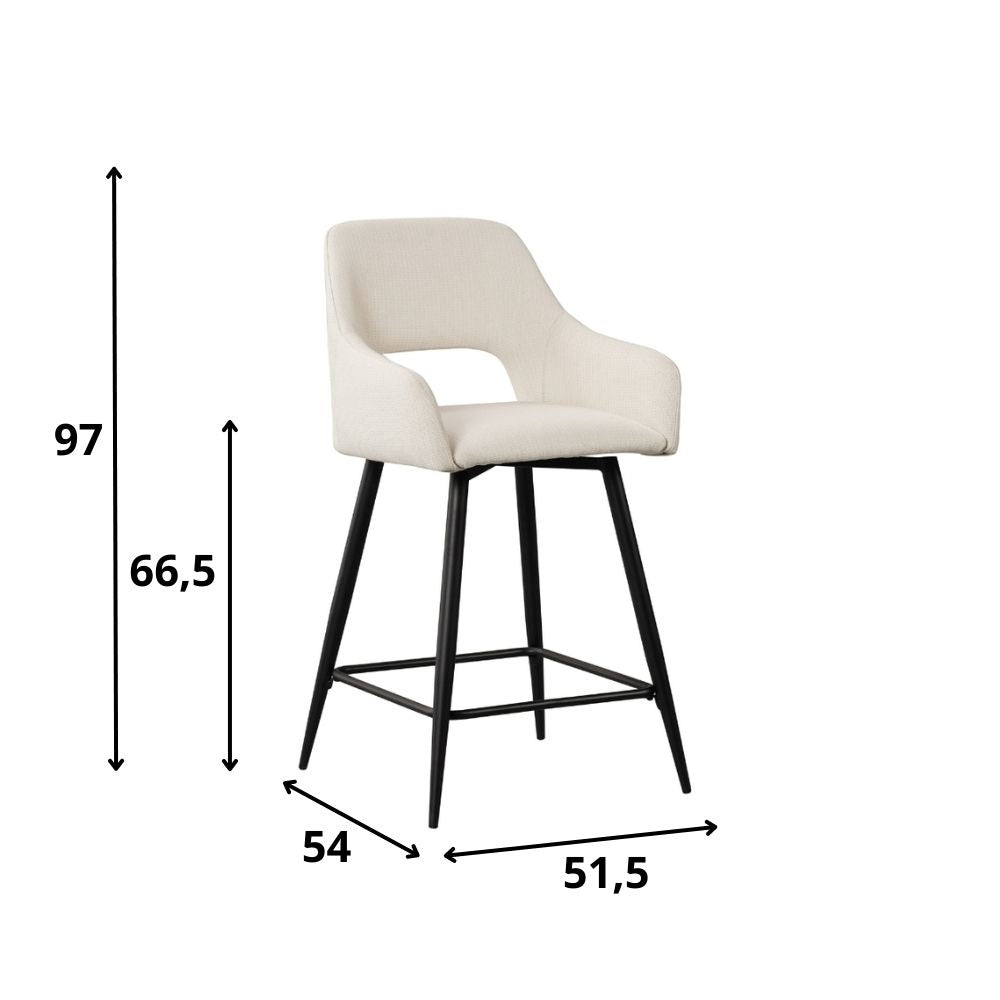 Barkruk Skye Dimehouse Wit LxBxH 81x63x54 Stof Witfoto maatindicatie