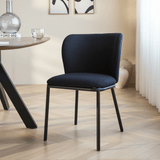 Esszimmerstuhl Schwarz Bouclé Stoff Tess - Ohne Armlehnen