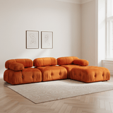 Modulares XXL-Ecksofa Bubble mit Hocker - Samt orange 