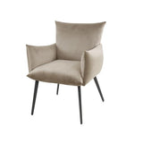 Eetkamerstoel Sarah DH Interior Champagne LxBxH 68x63x57 Velvet Witfoto schuin vooraanzicht