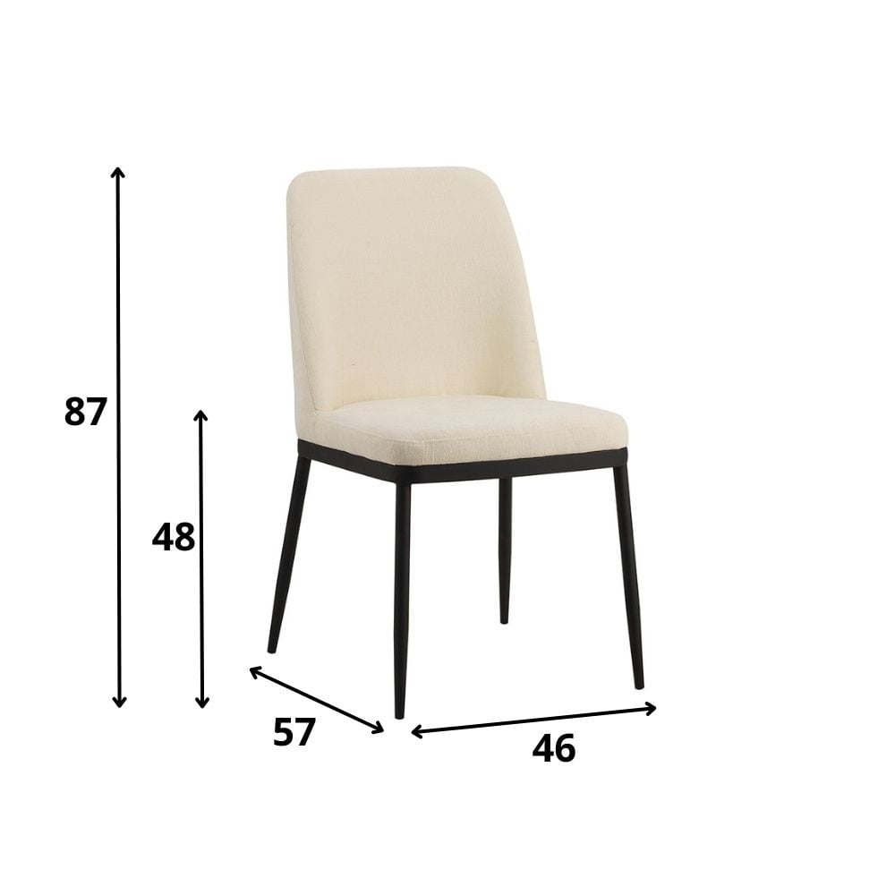 Eetkamerstoel Noli Chenille Dimehouse Wit LxBxH 73x65x53 Stof Witfoto maatindicatie