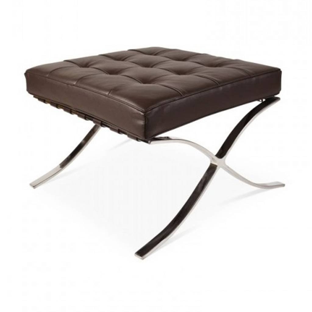 Fußhocker Expo Premium Dimehouse Dunkelbraun LxBxH 63x62x36 Leder Weißes Foto diagonale Vorderansicht