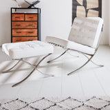 Sessel-Expo Dimehouse Weiß LxBxH 80x78x78 Rindsleder Stimmungsvolles Foto schräge Vorderansicht