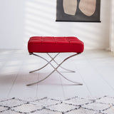Fußhocker Expo Premium Dimehouse Rot LxBxH 63x62x36 Leder Stimmungsvolle Foto-Seitenansicht