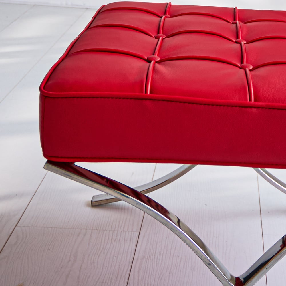 Fußhocker Expo Premium Dimehouse Rot LxBxH 63x62x36 Leder Stimmungsvolles Fotodetail