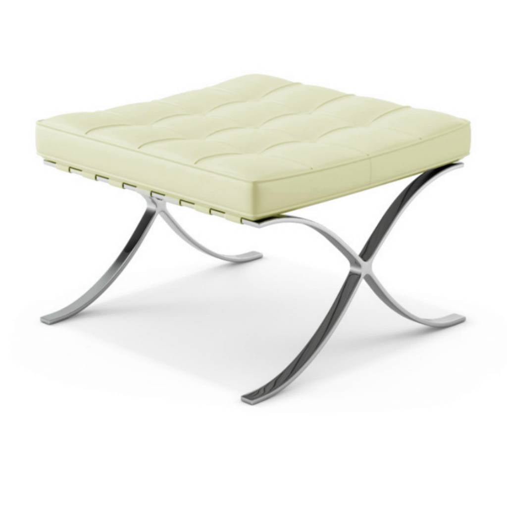 Fußhocker Expo Premium Dimehouse Creme LxBxH 63x62x36 Leder Weißes Foto diagonale Vorderansicht