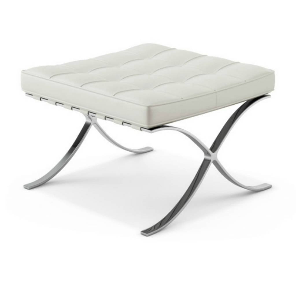 Fußhocker Expo Premium Dimehouse Weiß LxBxH 63x62x36 Leder Weißes Foto, diagonale Vorderansicht