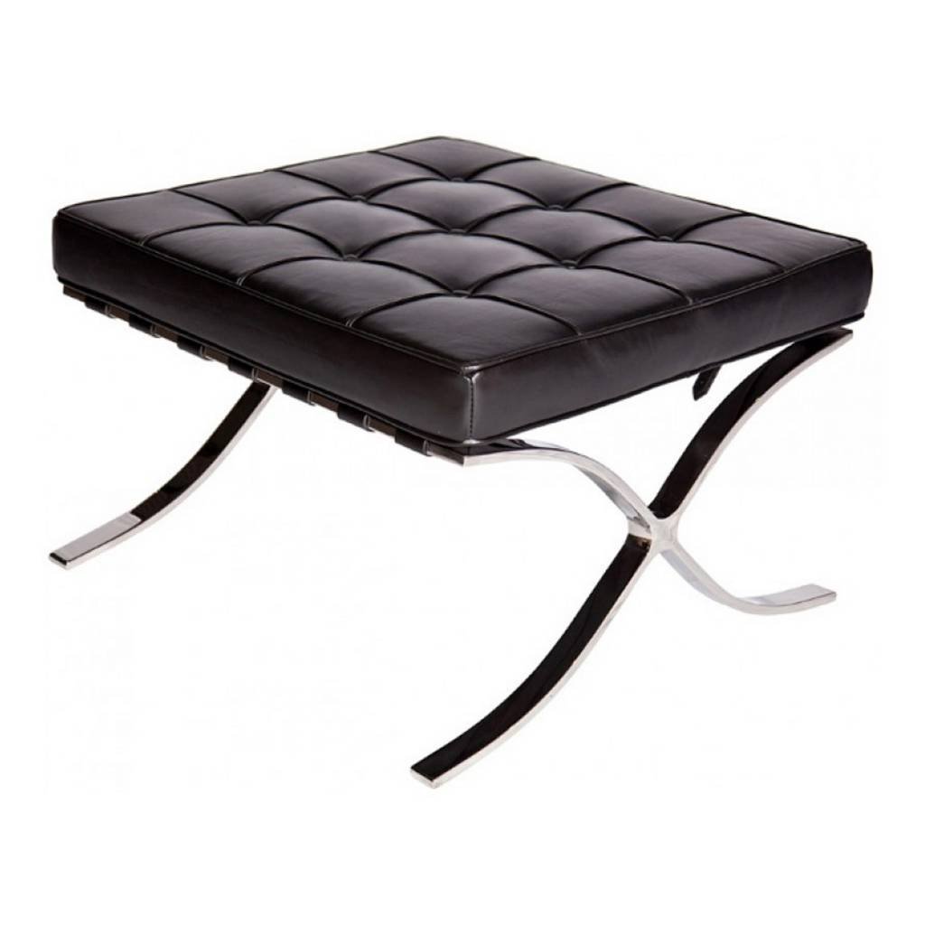 Fußhocker Expo Premium Dimehouse Schwarz LxBxH 63x62x36 Leder Weißes Foto diagonale Vorderansicht