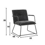 Fauteuil Hailey Chenille Dimehouse Zwart LxBxH 66x64x37 Stof Witfoto maatindicatie