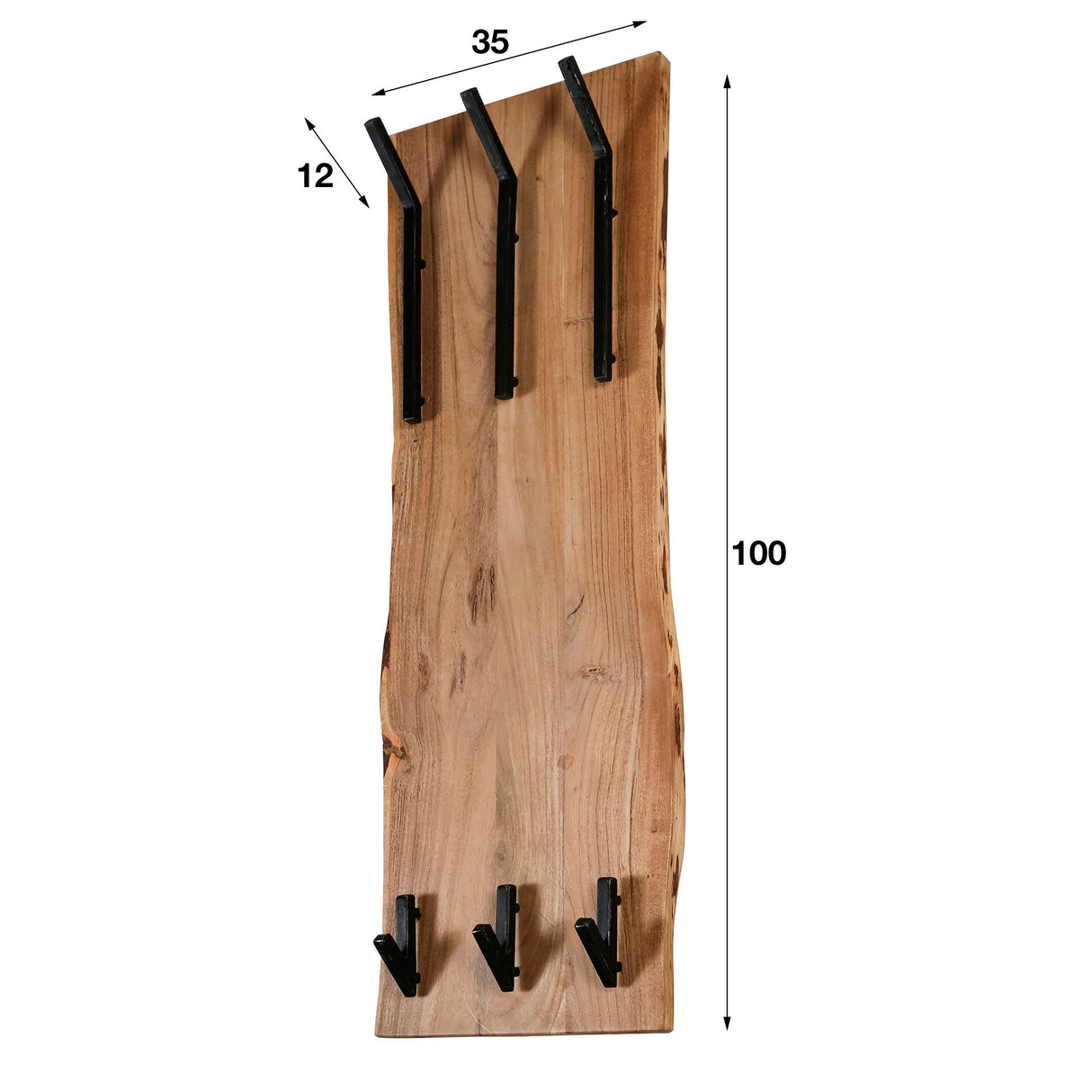 Kapstok Levi DH Interior Acacia LxBxH 110x36x27 Acaciahout Witfoto maatindicatie