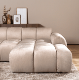 Banken-Hoekbank met lounge beige velvet structuurstof - strepen - rechts - Brix-Dimehouse
