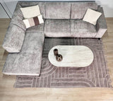 Ecksofa mit Chaiselongue in Taupe Chenille Stoff Manon - links 