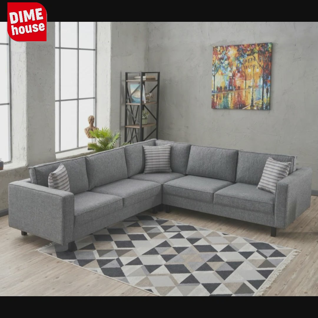 Ecksofa Kale Stoff Creme - fünf Personen 