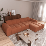Banken-Hoekbank met lounge koper bouclé stof - strepen - rechts - Brix-Dimehouse