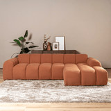 Banken-Hoekbank met lounge koper bouclé stof - strepen - rechts - Brix-Dimehouse