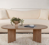 Couchtische-Ovaler Couchtisch Walnuss Melamin - Japandi - 119x60 cm - Sota-Dimehouse