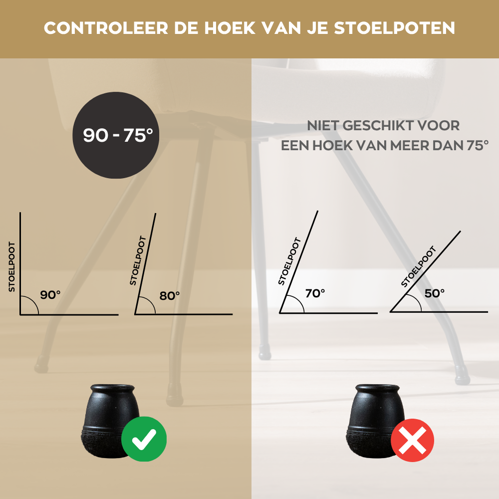 Floor protector felt S - 15 Black Zwart