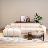 Banken-Hoekbank met lounge beige velvet structuurstof - strepen - links - Brix-Dimehouse