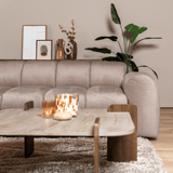 Banken-Hoekbank met lounge zand velvet structuurstof - strepen - links - Brix-Dimehouse
