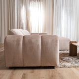 Banken-Hoekbank met lounge zand velvet structuurstof - strepen - rechts - Brix-Dimehouse