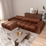 Banken-Hoekbank met lounge koper velvet structuurstof - strepen - links - Brix-Dimehouse